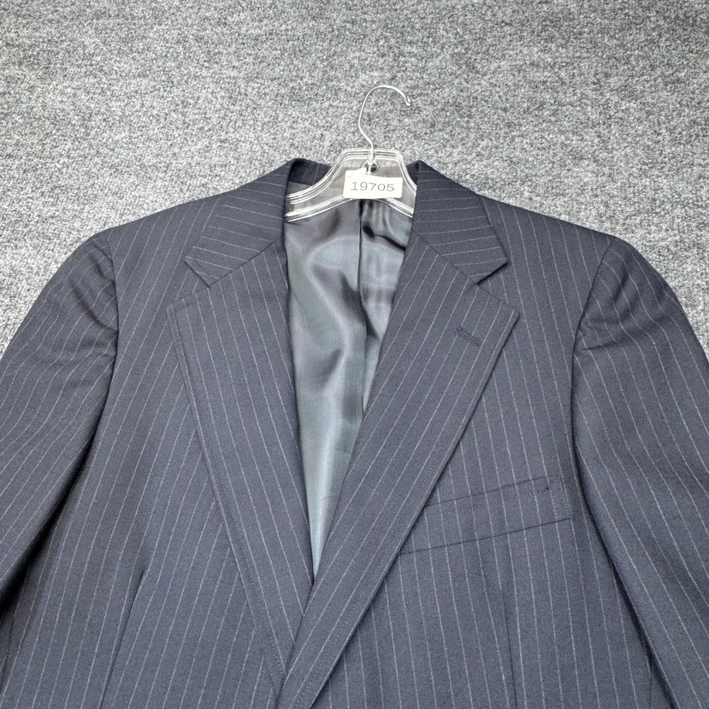 Polo University Ralph Lauren Blazer Mens 40R Navy Blue Pinstripe Wool Sport Coat